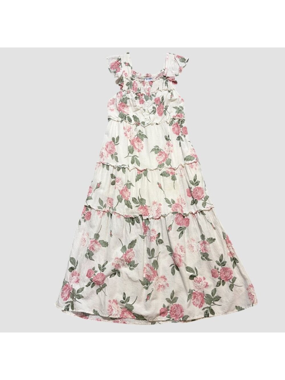 Old Navy Midi Dress XS Romantic Cottagcore Milkmaid Countryside Floral Smocked - Picture 5 of 13